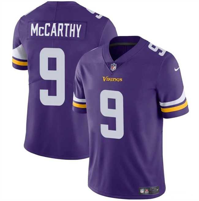 Men & Women & Youth Minnesota Vikings #9 J.J. McCarthy Purple 2024 Draft Vapor Untouchable Limited Stitched Jersey->minnesota vikings->NFL Jersey